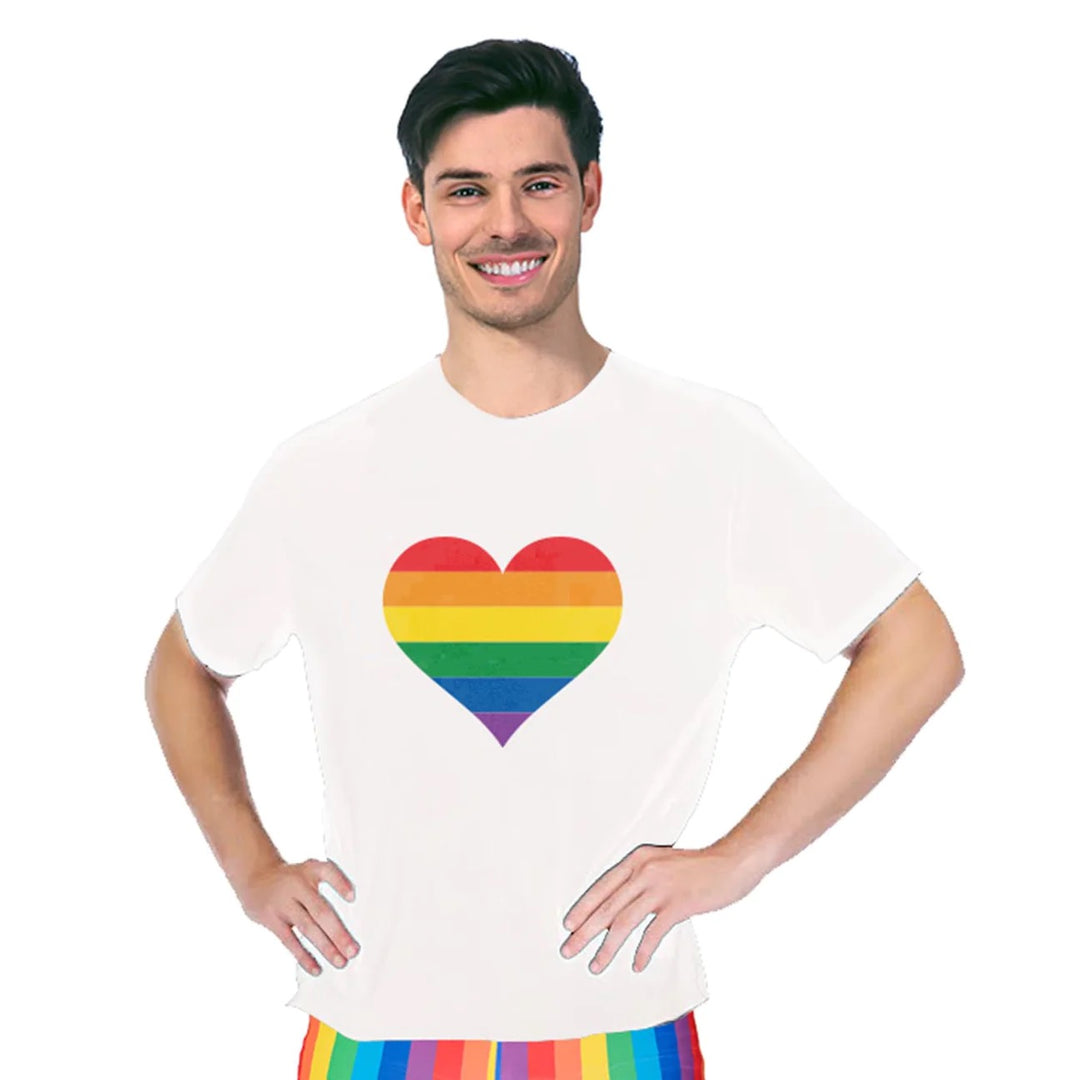 Adult Rainbow T-Shirt - Heart White