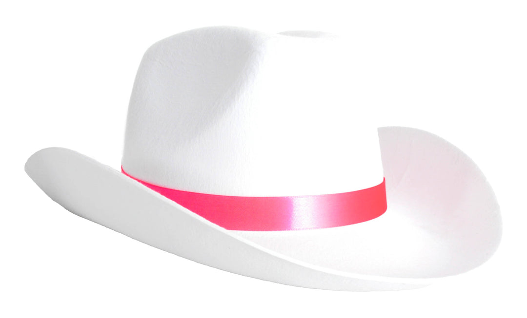 White Cowboy Hat with Pink Band