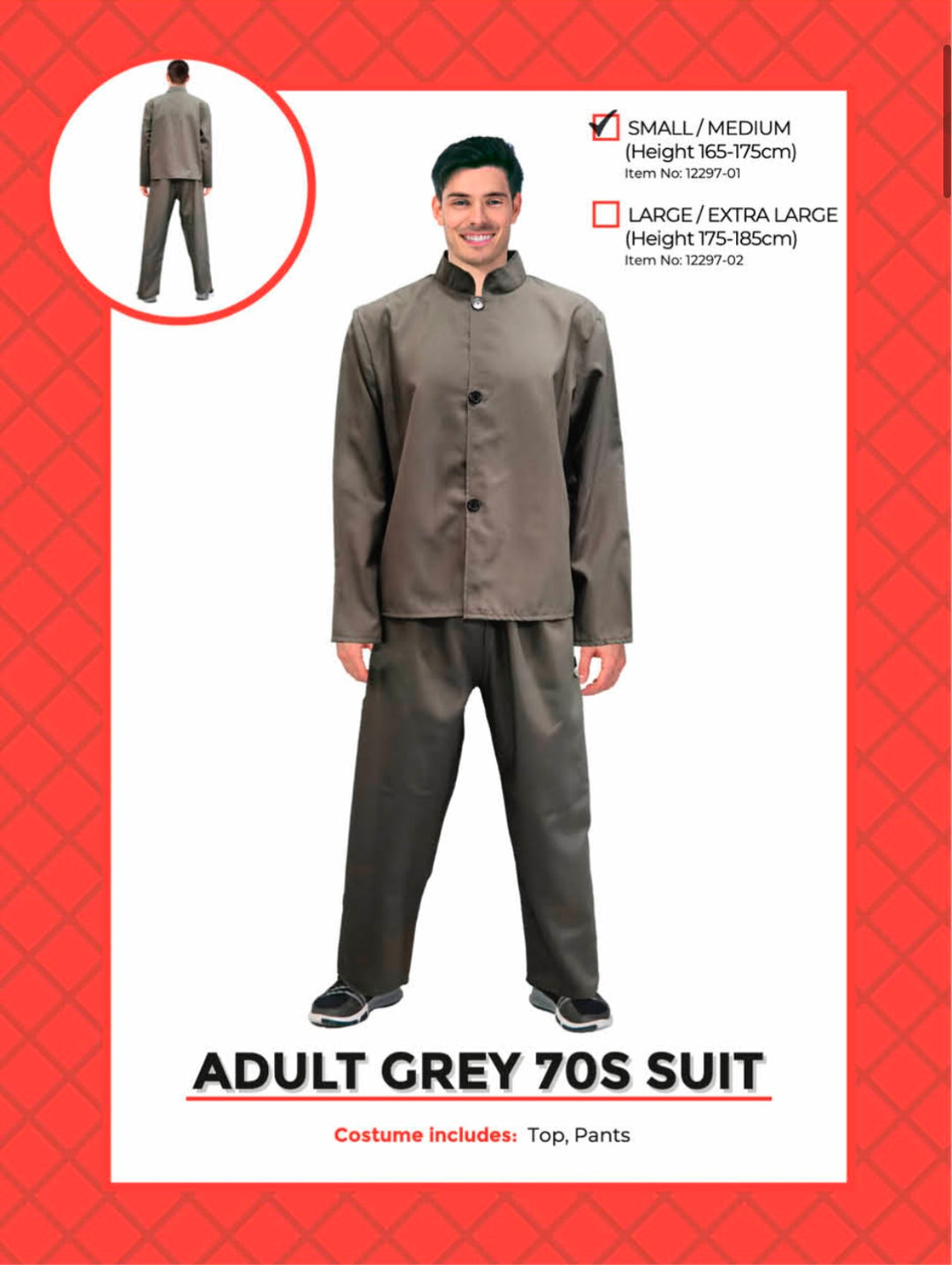 Adult Grey Suit Set Costume
