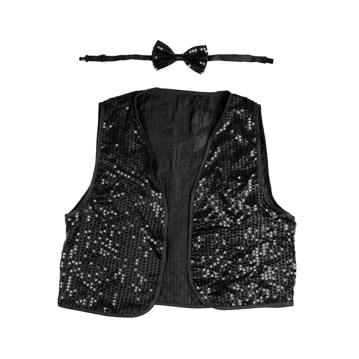 Adult Sequin Vest and Tie - Black