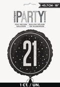 Black And Silver 21st Foil Balloon