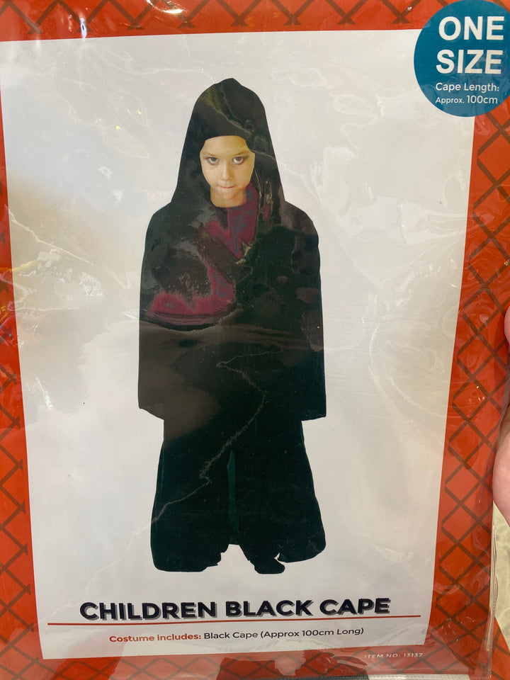 Children Black Hooded Cape
