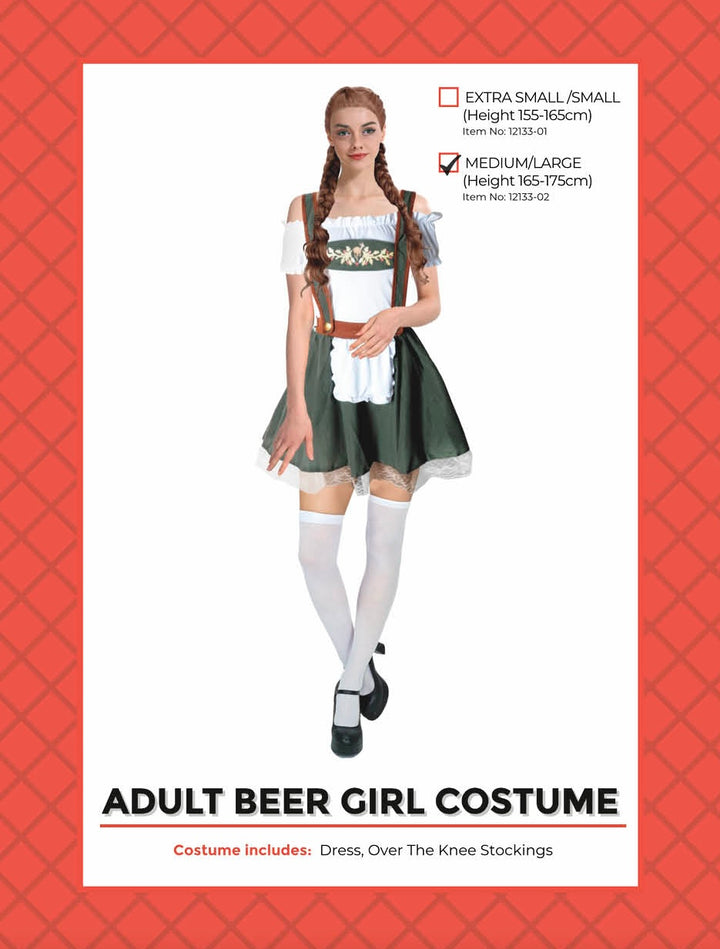 Adult Beer Girl Green off the Shoulder Costume
