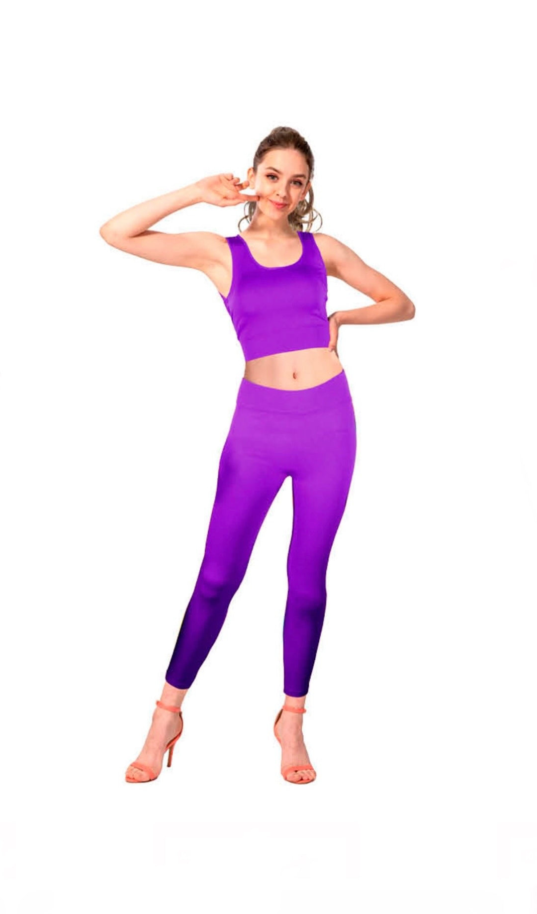 Crop Top & Legging Set - Purple