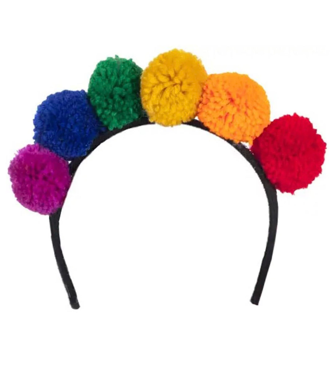Rainbow Pom Pom Headband