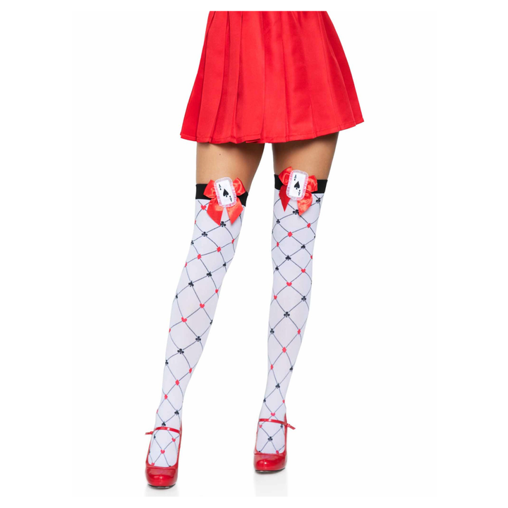 Card Suit Thigh High Stockings