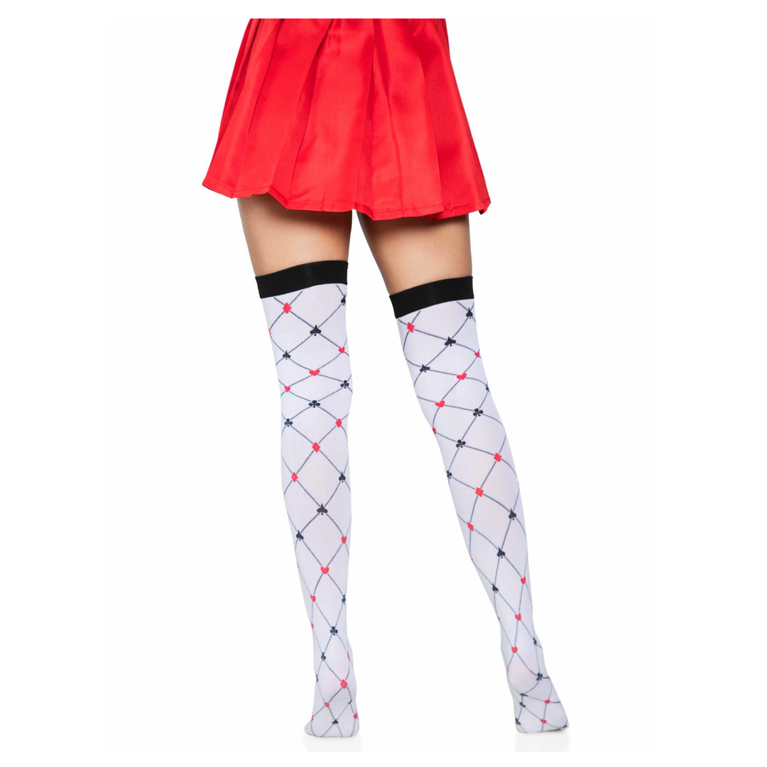 Card Suit Thigh High Stockings