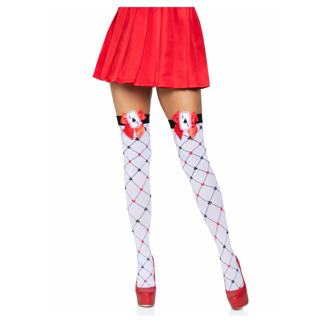 Card Suit Thigh High Stockings