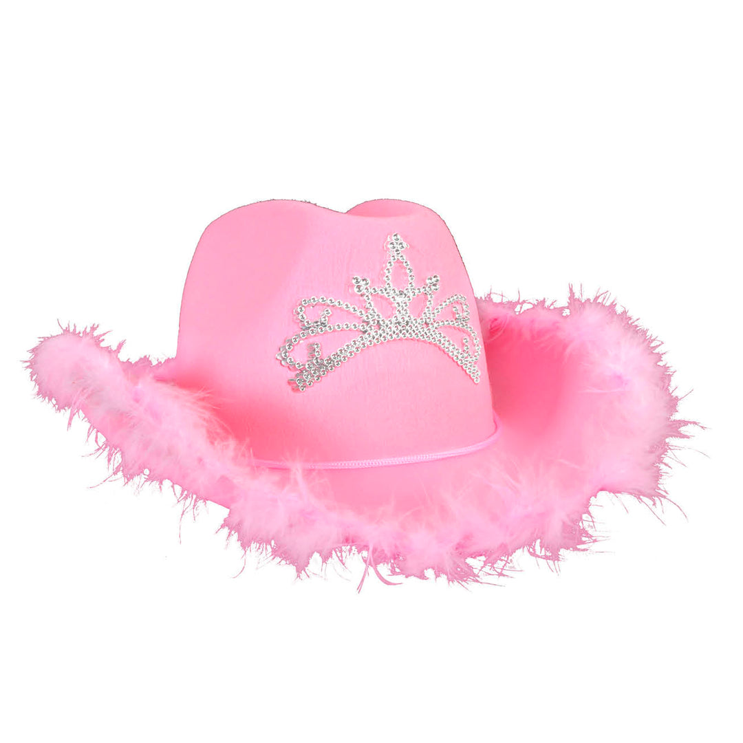 Cowboy Hat Fluffy Pink with Tiara