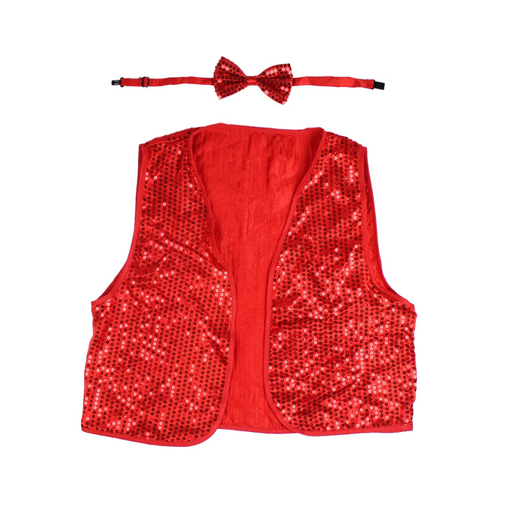 Child Sequin Vest and Tie - Red