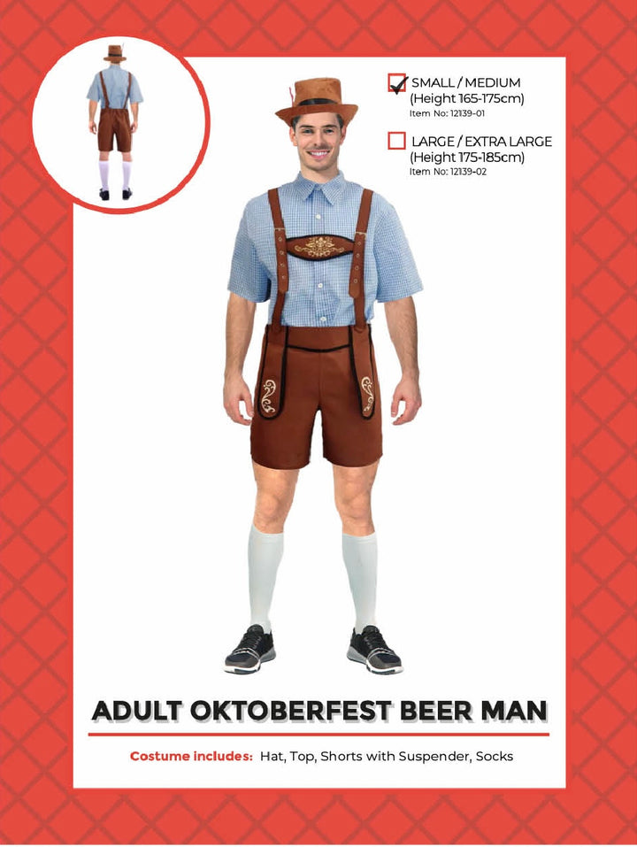 Adult Beer Man Costume (Blue Check)