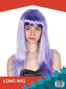 Long Purple Wig with Fringe