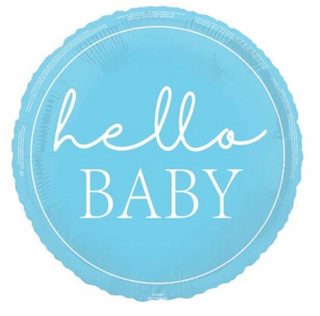 Hello Baby Blue Foil Balloon