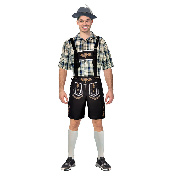 Adult Beer Man Costume (BLUE CREAM CHECKERED)