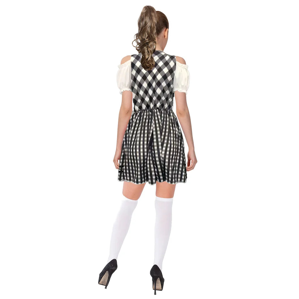 Adult Beer Girl Black Checkered off the Shoulder Costume