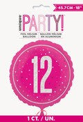12th Birthday Round Pink Foil Balloon
