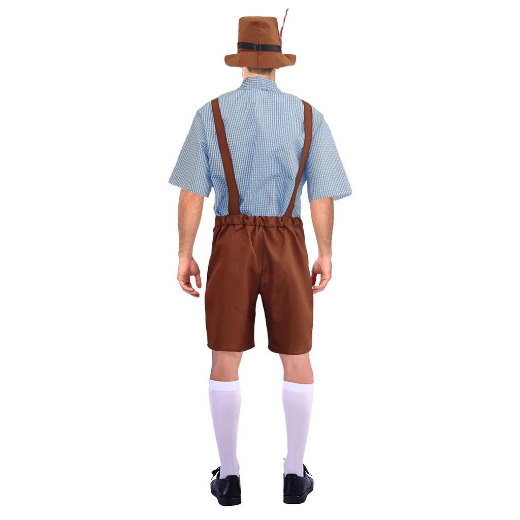 Adult Beer Man Costume (Light Blue Check)