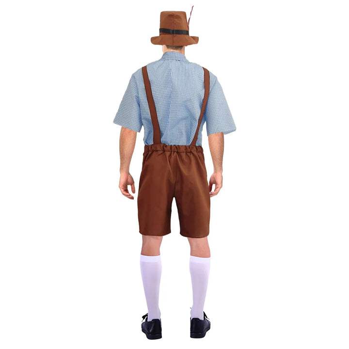 Adult Beer Man Costume (Light Blue Check)