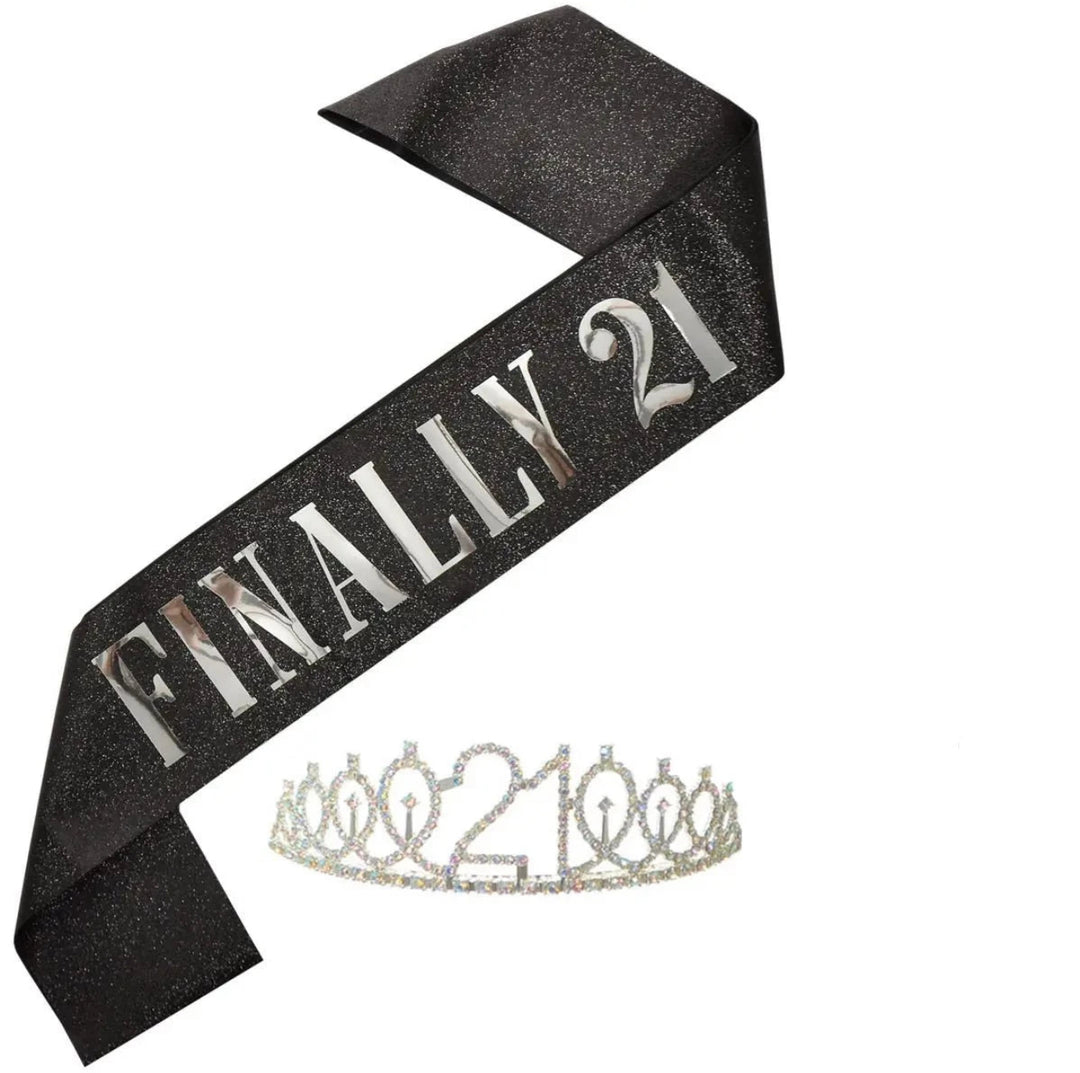 Finally 21 Birthday & Tiara Set- Black