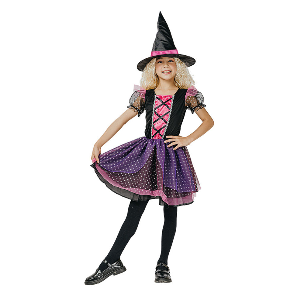 Girls Pretty Pink Witch Costume