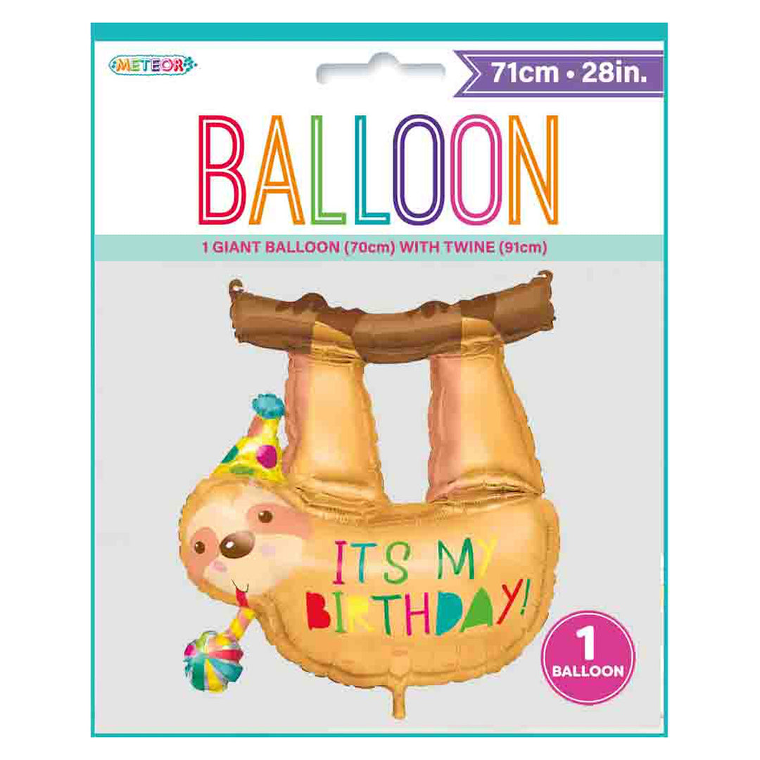 SuperShape Hanging Sloth "It's My Birthday" Foil Balloon