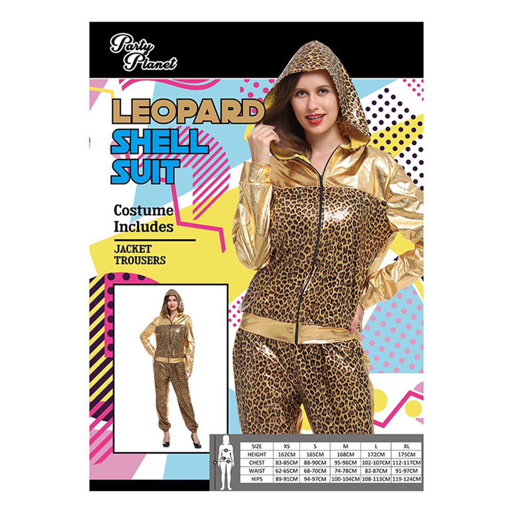 80s Women's Shell Suit Costume - Leopard Print