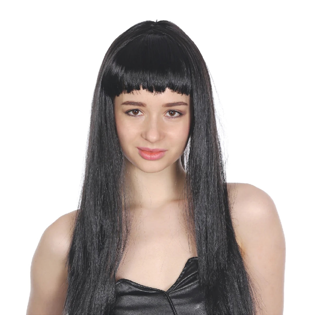 Long Black Wig with Fringe