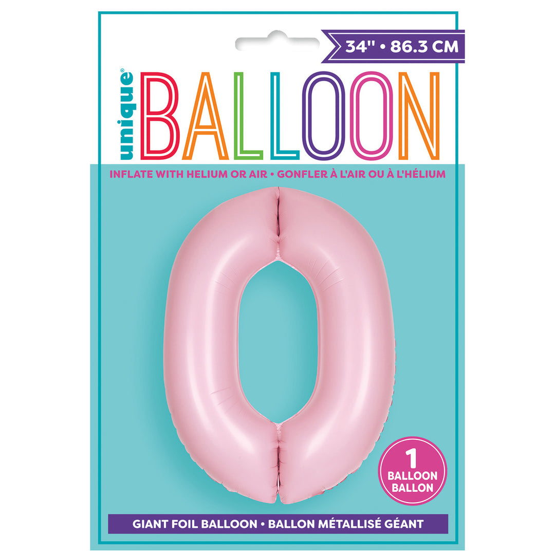 Matte Lovely Pink Giant Number 0 Foil Balloon