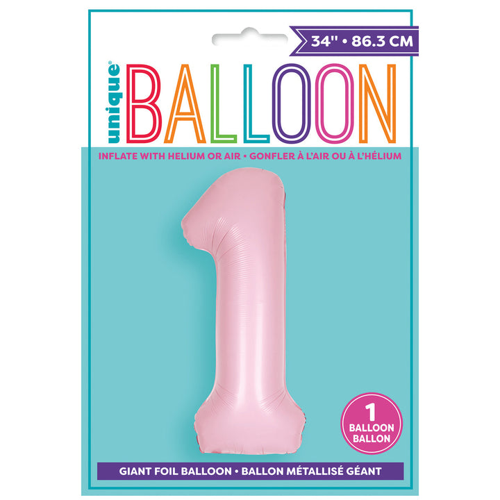 Matte Lovely Pink Giant Number 1 Foil Balloon