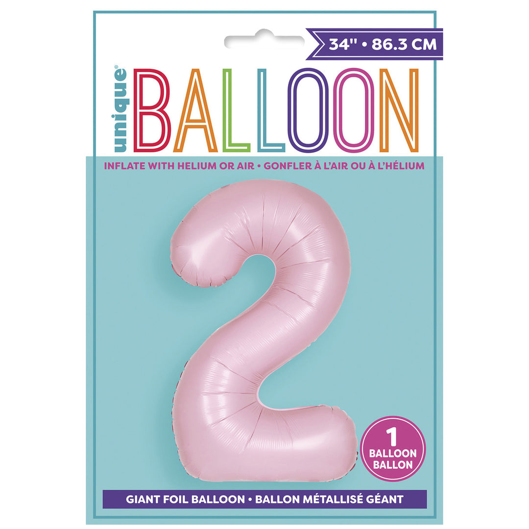 Matte Lovely Pink Giant Number 2 Foil Balloon