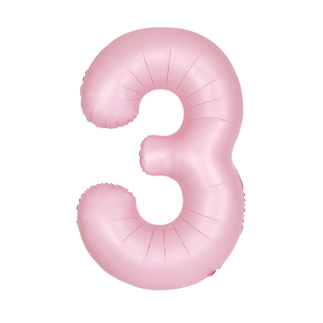 Matte Lovely Pink Giant Number 3 Foil Balloon