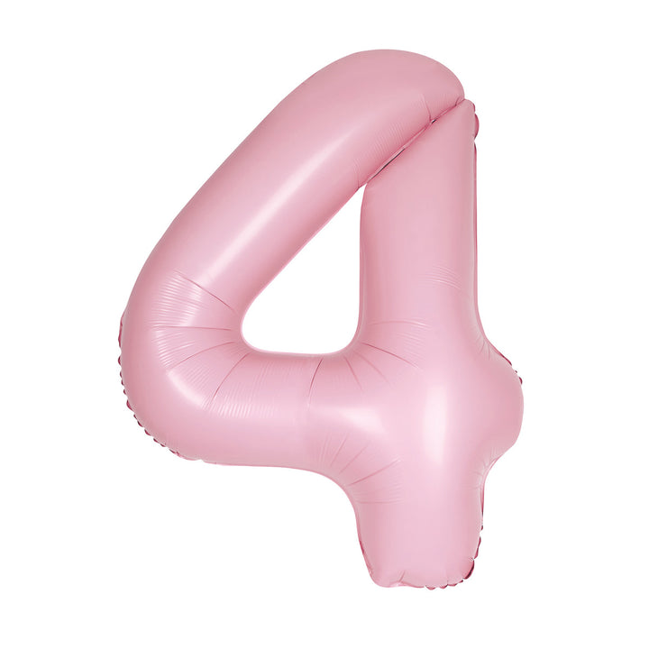 Matte Lovely Pink Giant Number 4 Foil Balloon