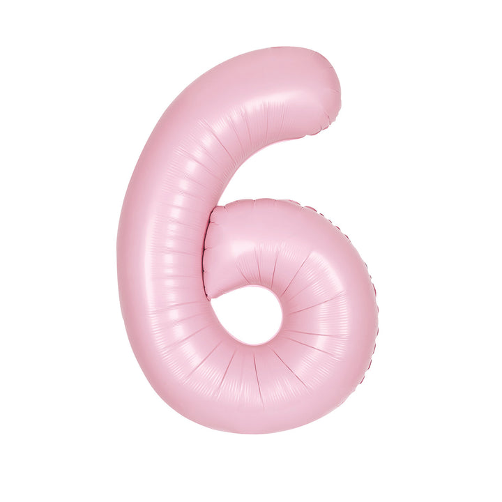 Matte Lovely Pink Giant Number 6 Foil Balloon