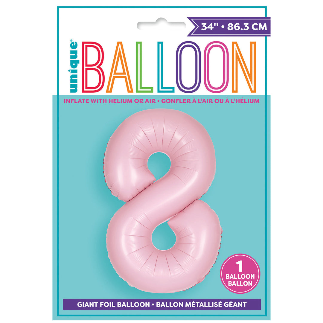 Matte Lovely Pink Giant Number 8 Foil Balloon