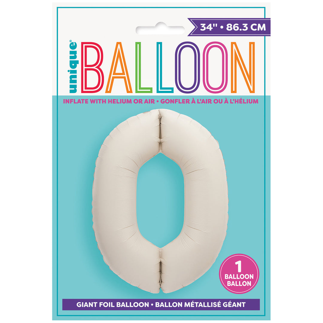 Matte Nude Giant Number 0 Foil Balloon