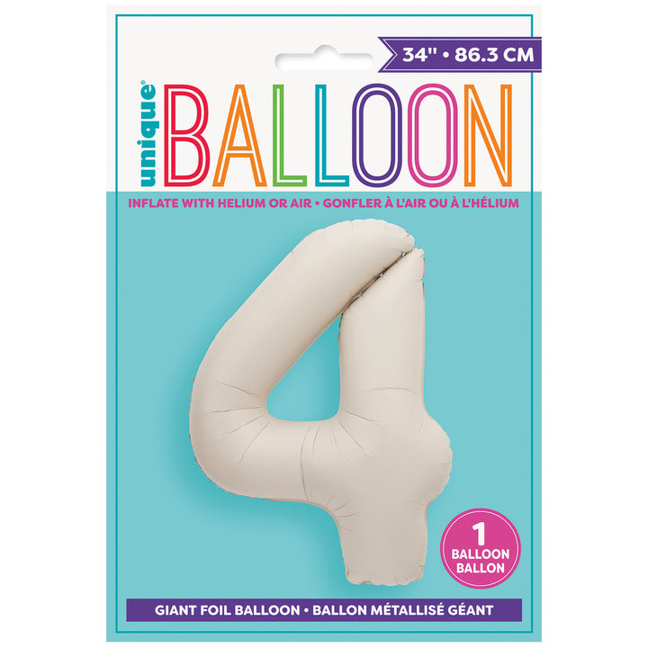 Matte Nude Giant Number 4 Foil Balloon