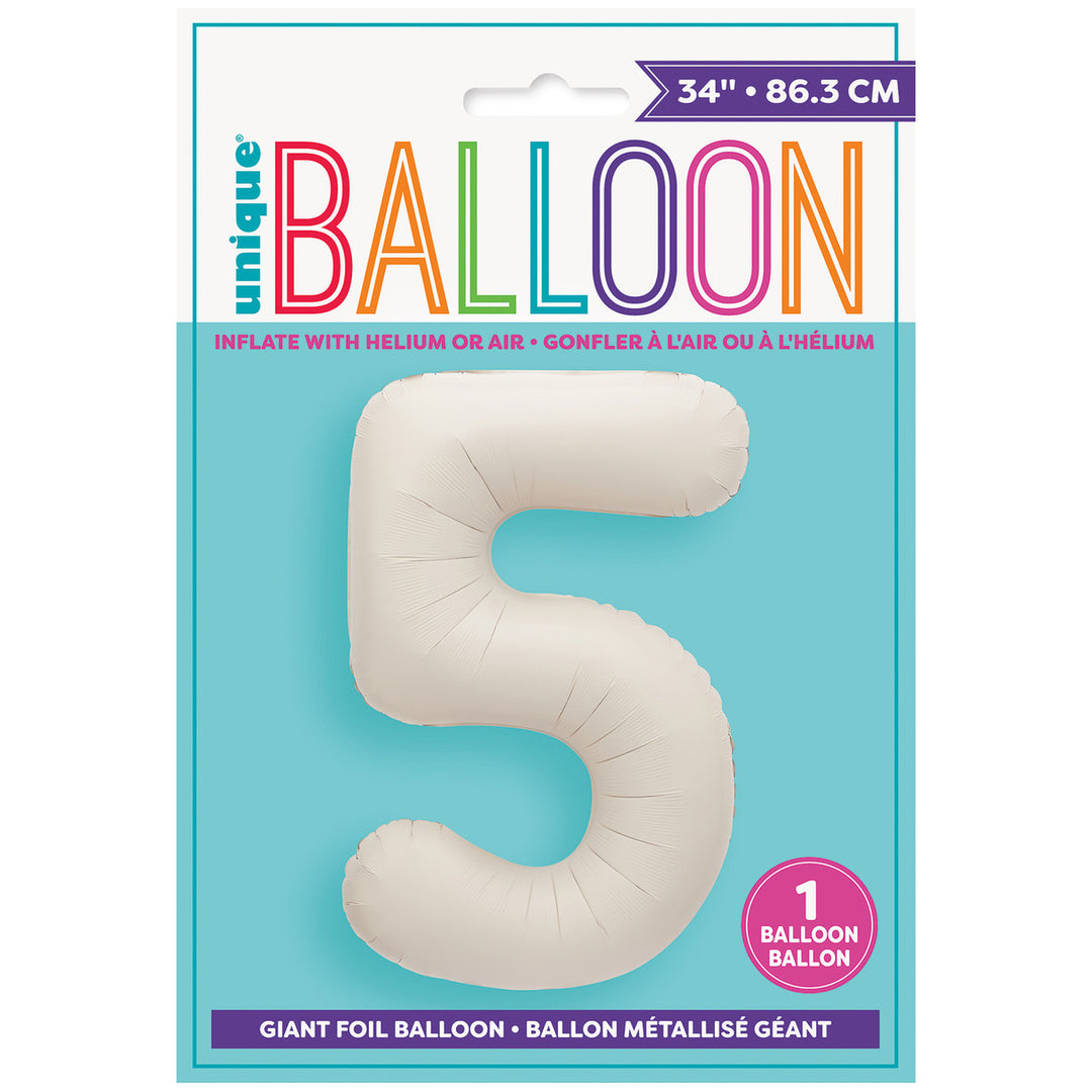 Matte Nude Giant Number 5 Foil Balloon