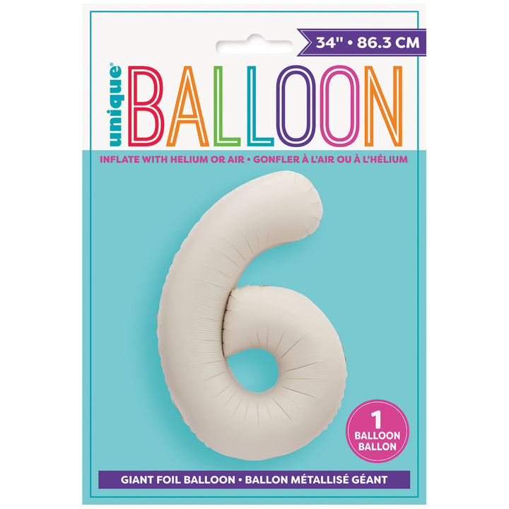 Matte Nude Giant Number 6 Foil Balloon