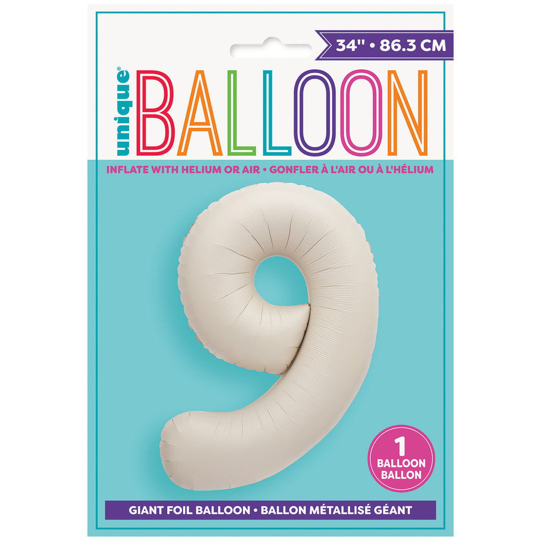 Matte Nude Giant Number 9 Foil Balloon