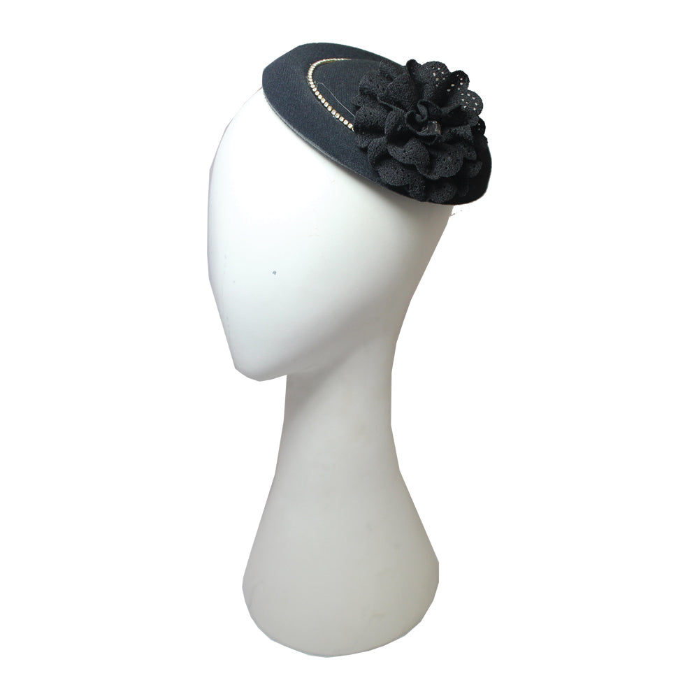 Mini Black Fascinator with Diamonate