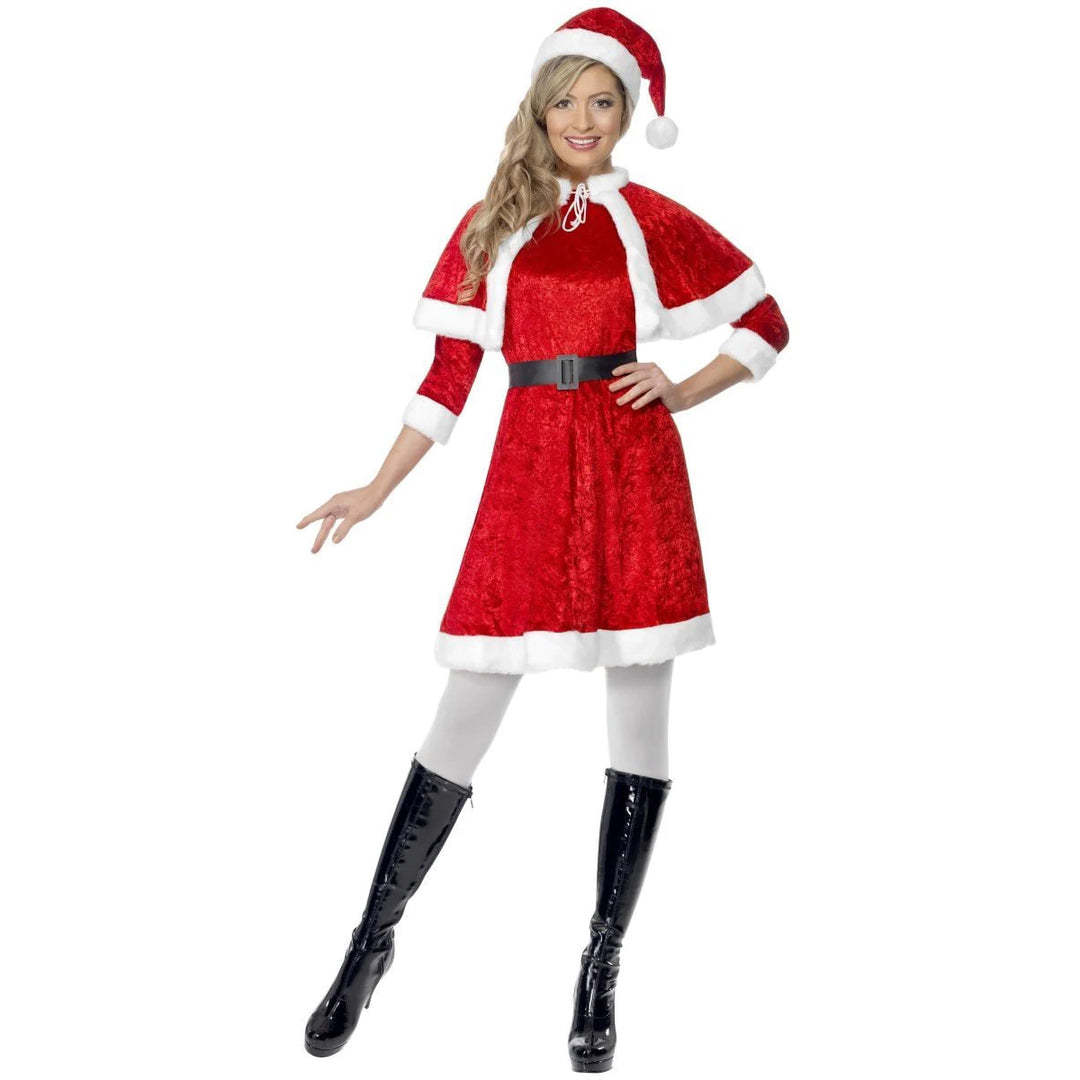 Miss Santa Dress Costume with Cape