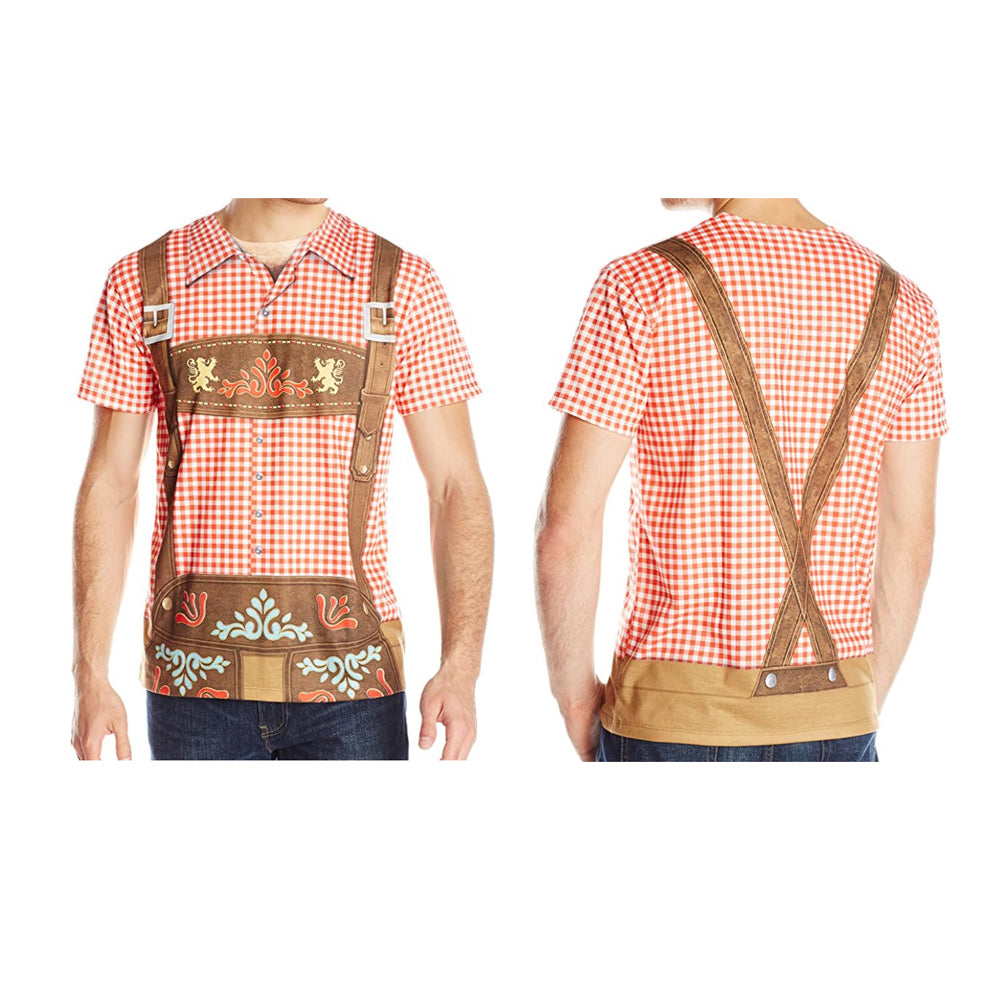 Oktoberfest Red Check Design Tshirt – Sydney Costume Shop