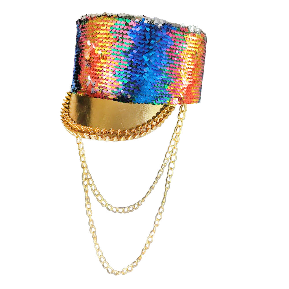 Rainbow Festival Cap With Chains