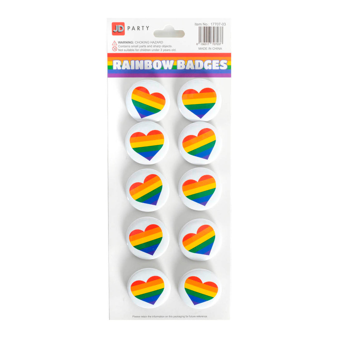 Rainbow Party Badges - Rainbow Hearts