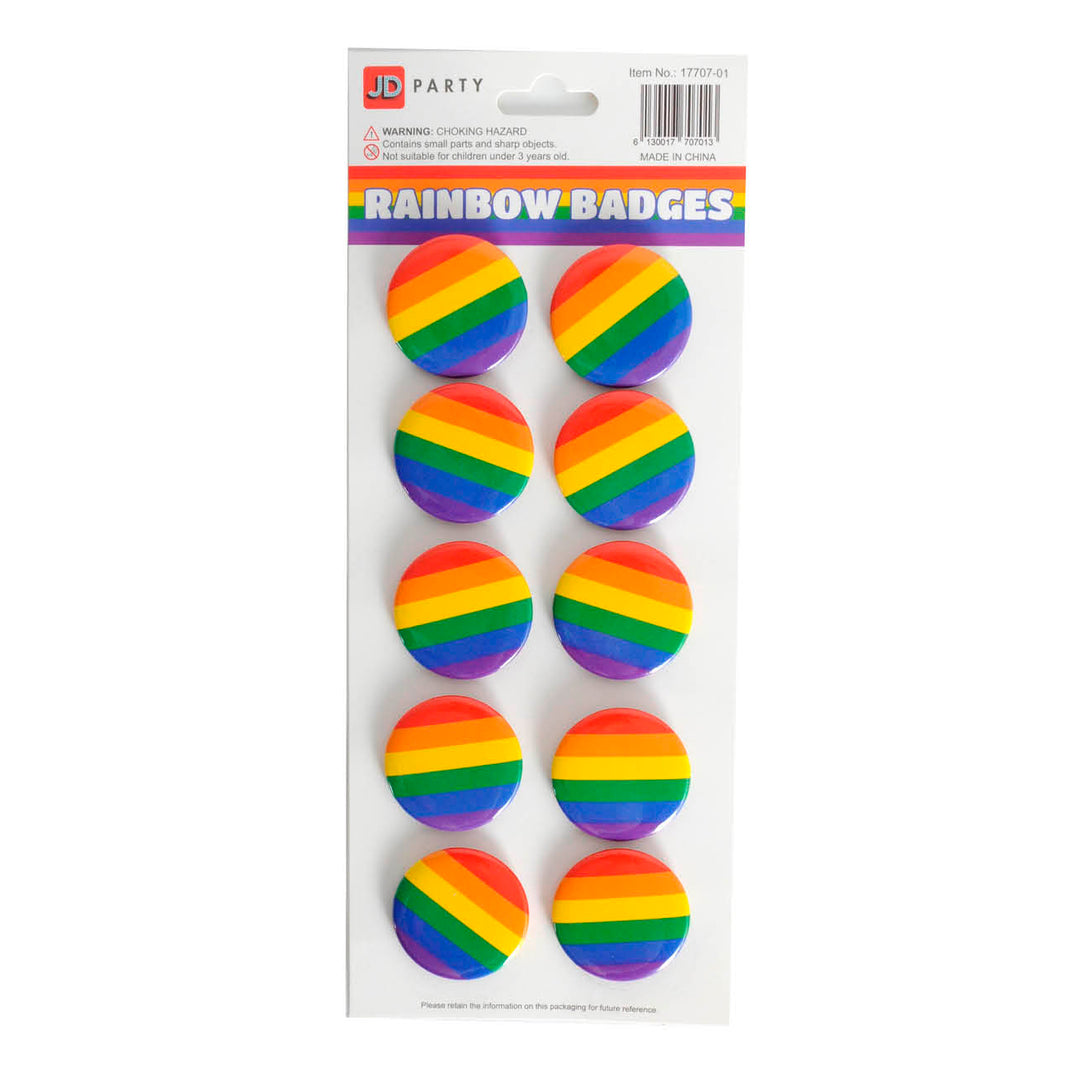 Rainbow Party Badges - Rainbow Stripe