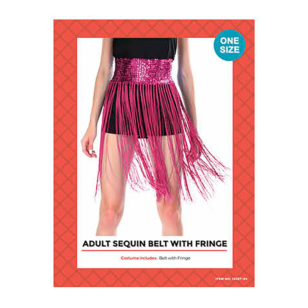 Sequin Belt with Fringing, Hot Pink