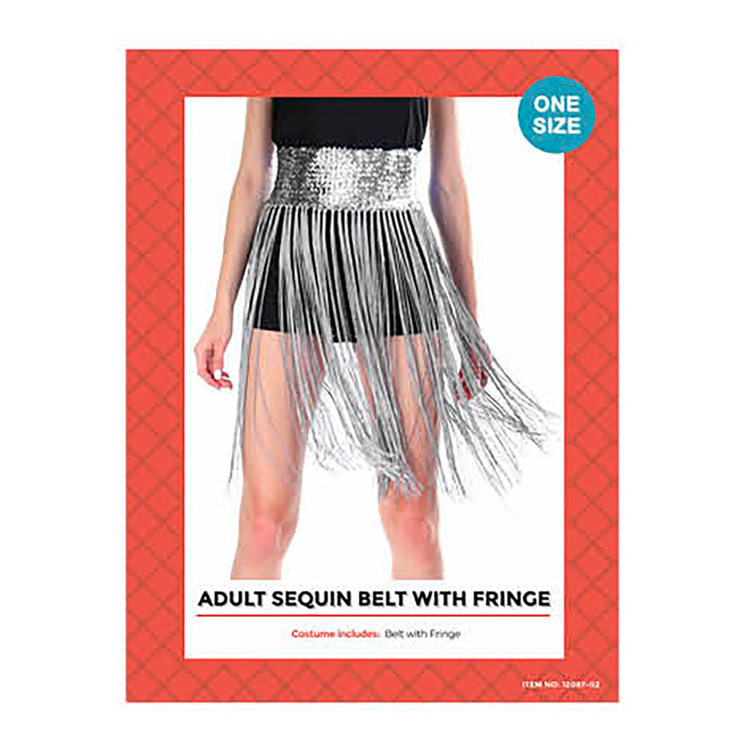 Sequin Belt with Fringing, Silver