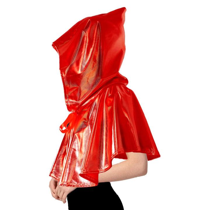 Metallic Hooded Cape - Red