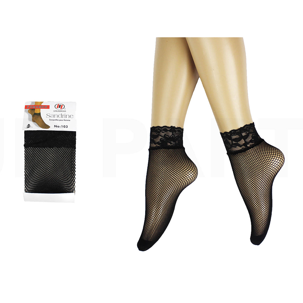 Fishnet Socks With Lace Trim