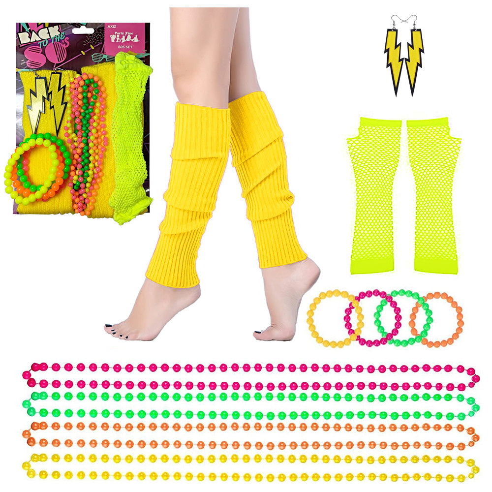 1980's Neon Yellow Accessories Set